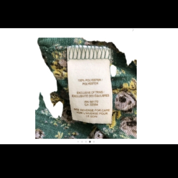 Free People Green Floral Semi Sheer Tunic Tank Top Medium - Picture 5 of 7